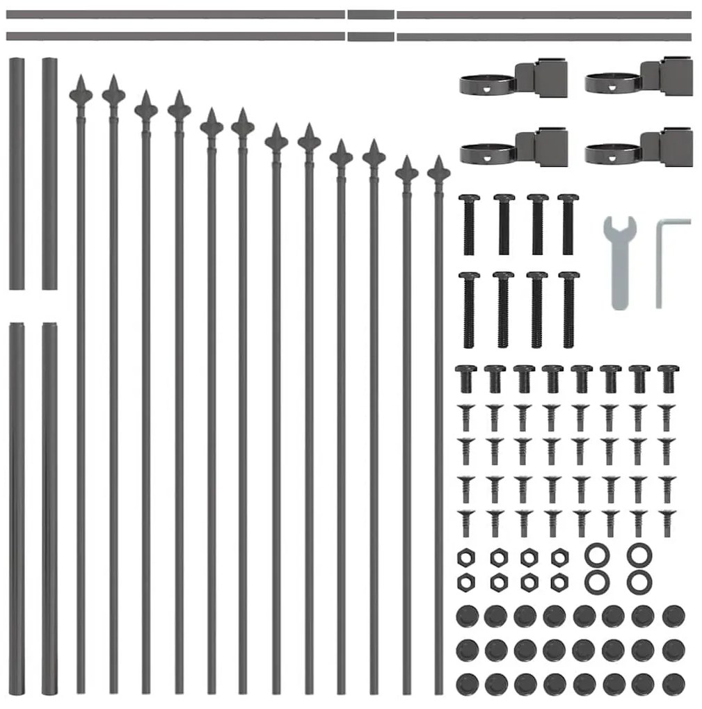 vidaXL Φράχτης Κήπου με Καπάκι - Γκρι, 11.9 x 1 μ, Ατσάλι