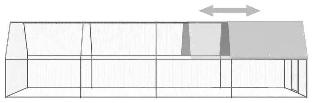 vidaXL Κοτέτσι - Κλουβί Εξωτ. Χώρου 3x8x2 μ. από Γαλβανισμένο Χάλυβα