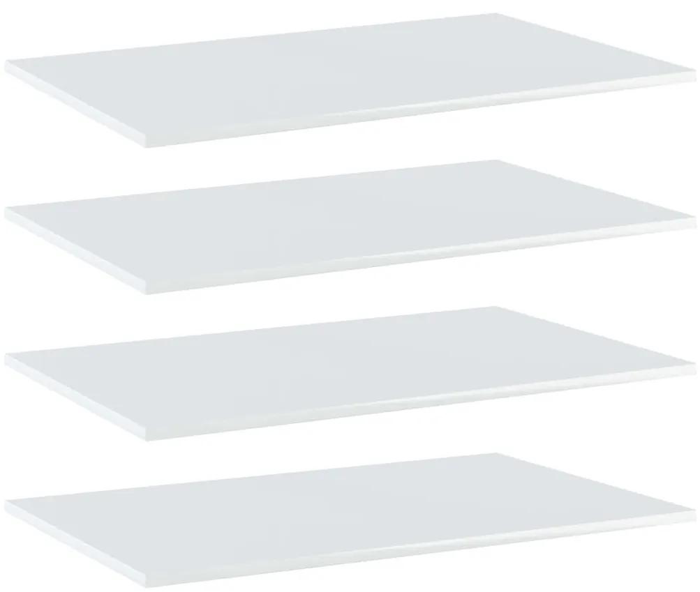 Ράφια Βιβλιοθήκης 4 τεμ. Γυαλ. Λευκό 80x50x1,5 εκ. Μοριοσανίδα - Λευκό