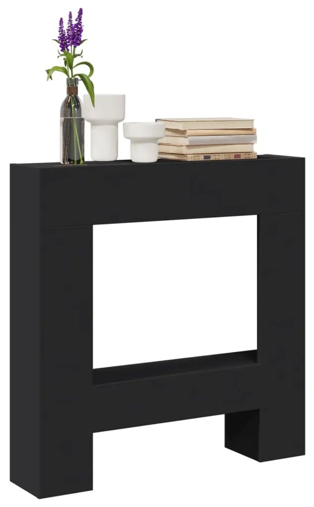 vidaXL Πλαίσιο Τζακιού Μαύρο 81x18x82 εκ. από Επεξ. Ξύλο