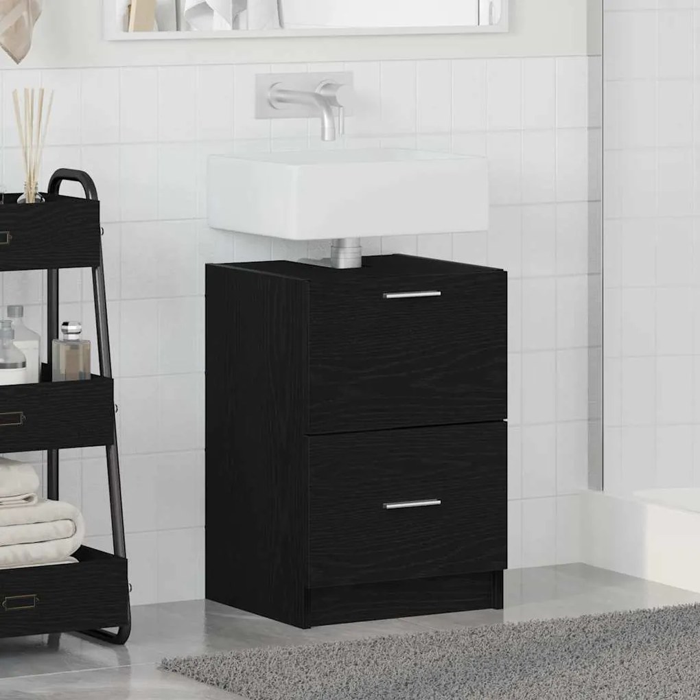 vidaXL Ντουλάπι Νεροχύτη Μαύρη Οξυά 40 x 37 x 59 cm Επεξεργασμένο ξύλο