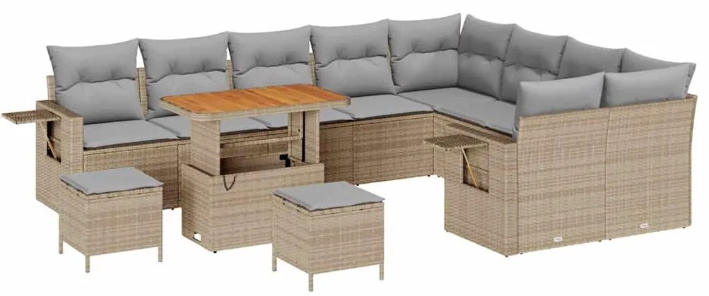 vidaXL Σετ Καναπέ Κήπου 12 pcs Μπεζ συνθετικό ρατάν