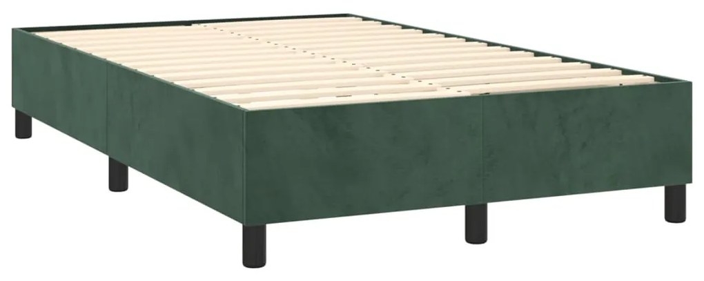 vidaXL Κρεβάτι Boxspring με Στρώμα Σκούρο Πράσινο 120x200εκ. Βελούδινο