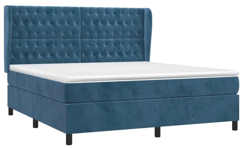 vidaXL Κρεβάτι Boxspring με Στρώμα Σκούρο Μπλε 180x200 εκ. Βελούδινο