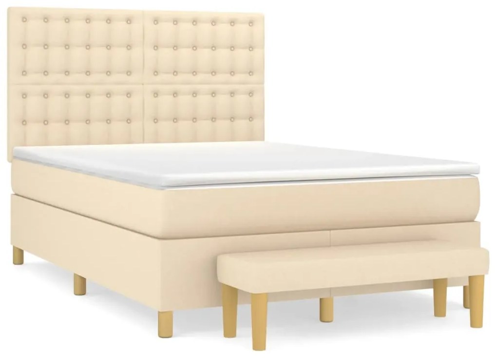 ΚΡΕΒΑΤΙ BOXSPRING ΜΕ ΣΤΡΩΜΑ ΚΡΕΜ 140X190 ΕΚ. ΥΦΑΣΜΑΤΙΝΟ 3137474