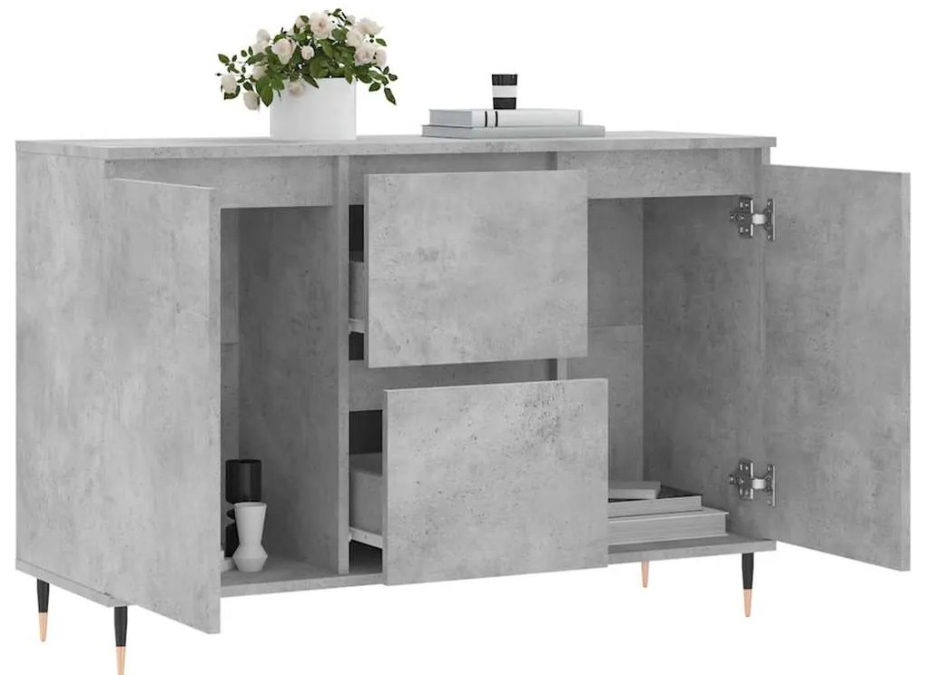 vidaXL Μπουφές Γκρι Σκυροδέματος 101,5x35x70 εκ. από Επεξεργασμένο Ξύλο