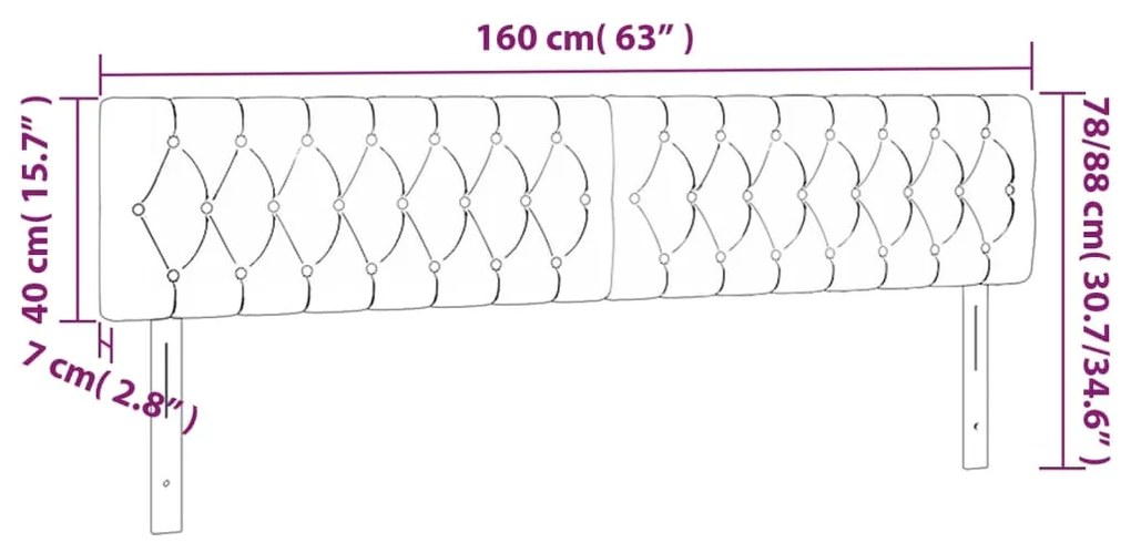 vidaXL Κεφαλάρι Κρεβατιού LED Κρεμ 160x7x78/88 εκ. Υφασμάτινο