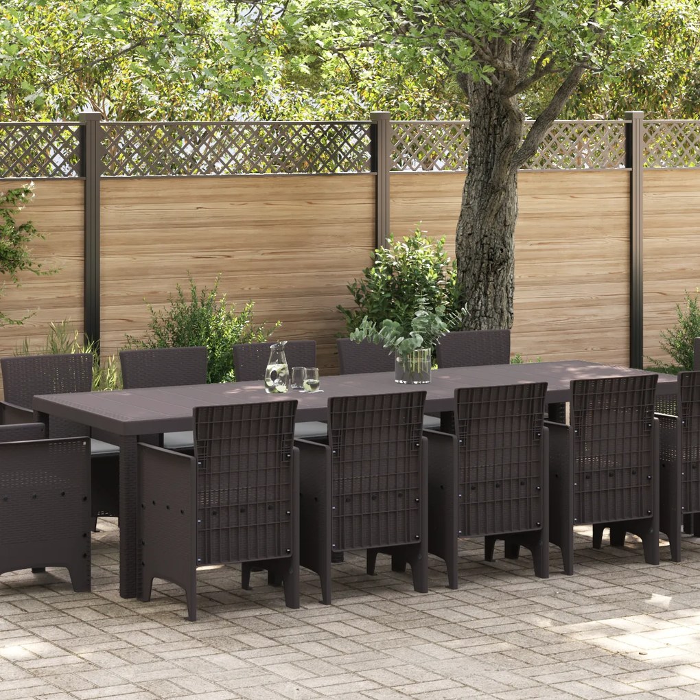 vidaXL Σέτ φαγητού για κήπο με μαξιλάρι 13 pcs Καφέ και Ανοιχτό γκρι