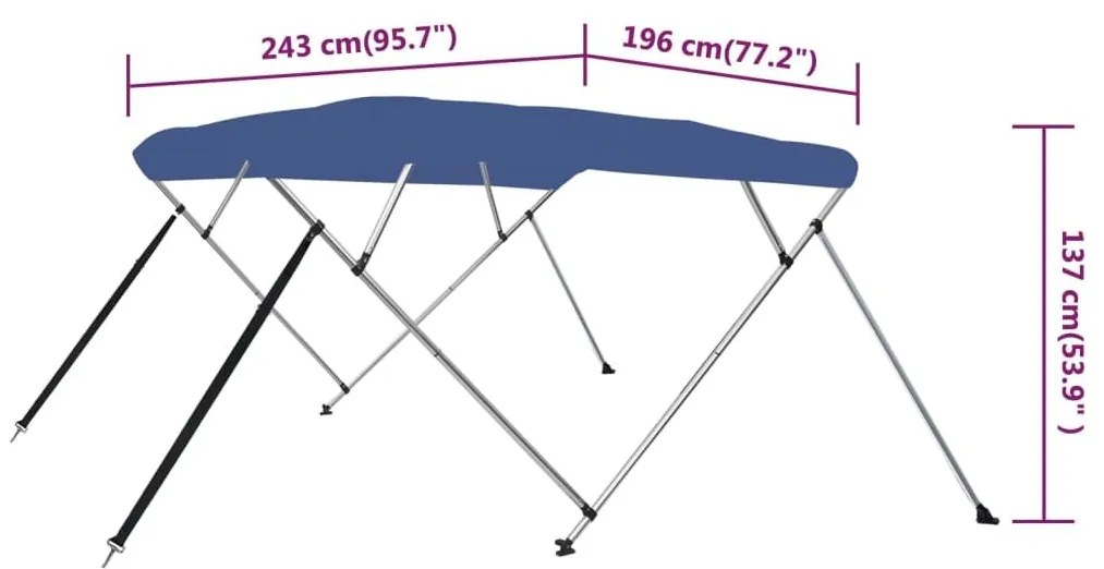 Τέντα Σκάφους με 4 Αψίδες Μπλε 243 x 196 x 137 εκ.