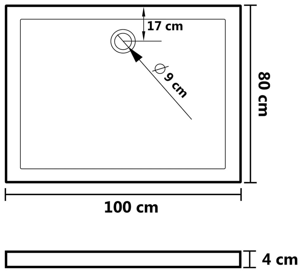 Βάση Ντουζιέρας Ορθογώνια Λευκή 80 x 100 εκ. από ABS - Λευκό