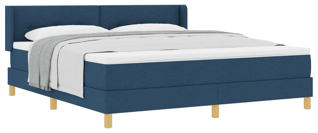vidaXL Κρεβάτι Box Spring με Στρώμα Μπλε, 180 x 200 εκ, Υφάσματος