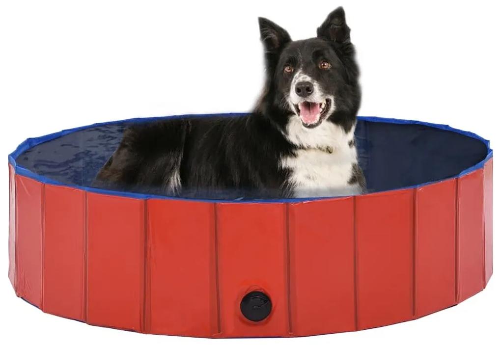 Πισίνα για Σκύλους Πτυσσόμενη Κόκκινη 120 x 30 εκ. από PVC