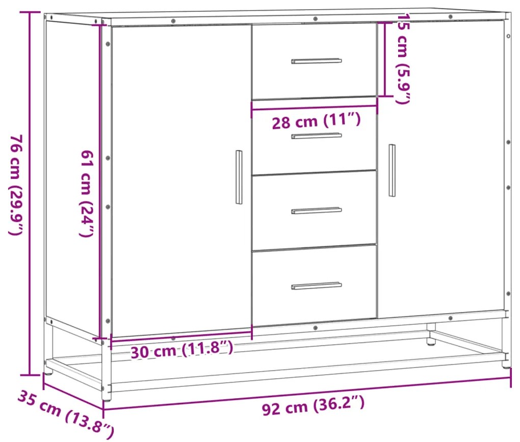 SIDEBOARD ΚΑΠΝΙΣΤΗ ΔΡΥΣ 92X35X76 CM ΚΑΤΑΣΚΕΥΑΣΜΕΝΟ ΞΥΛΟ 3300827