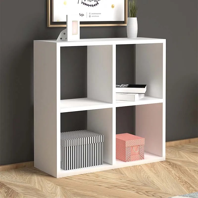 Βιβλιοθήκη Cube Megapap χρώμα λευκό 60x23x60εκ.