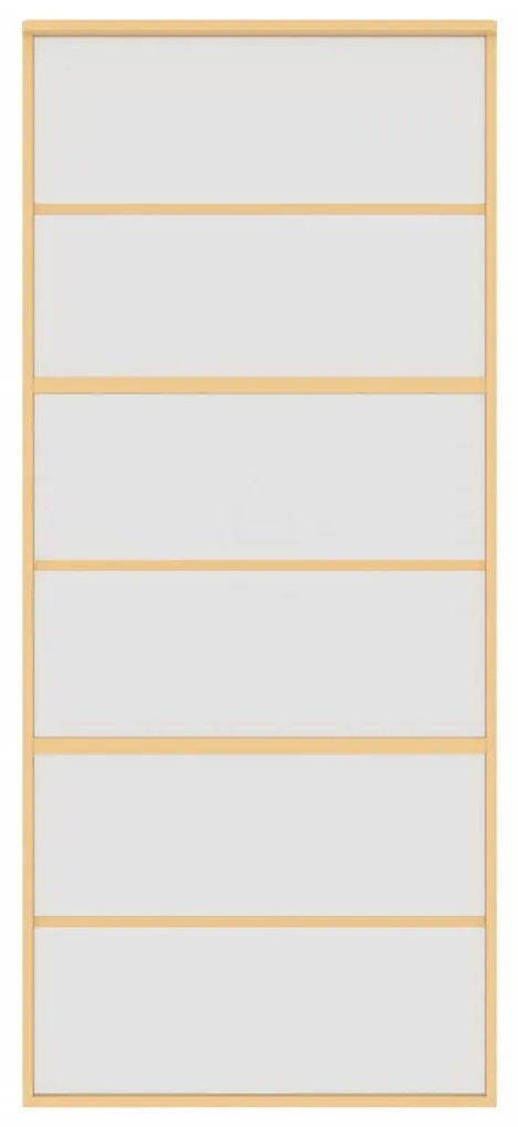 vidaXL Συρόμενη Πόρτα Χρυσή 90x205 εκ. Αμμοβολή ESG Γυαλί/Αλουμίνιο