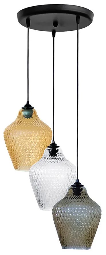 Φωτιστικό Οροφής Τρίφωτο Heronia Pine Black/Tricolor 02-0443