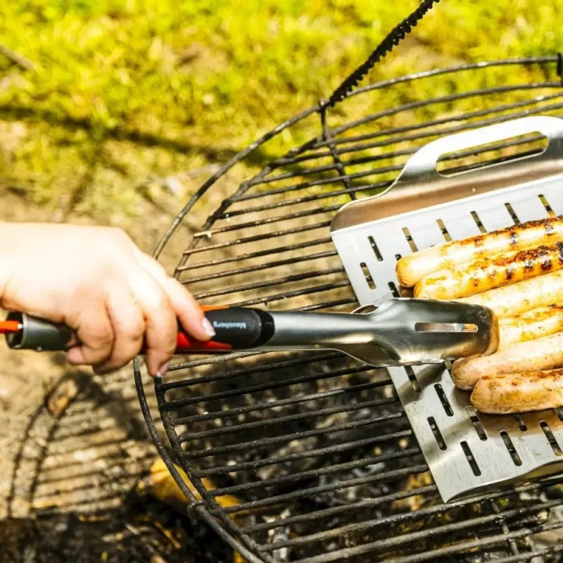 Σετ 3 τεμαχίων σκεύη μπάρμπεκιου Klausberg KB 7899, Πιρούνι, Σπάτουλα, τρύπα για κρέμασμα, Ανοξείδωτο, Μαύρο/Μαύρο