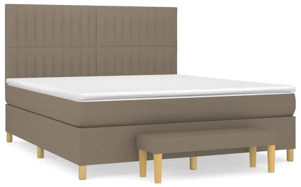 Κρεβάτι Boxspring με Στρώμα Taupe 180x200 εκ. Υφασμάτινο - Μπεζ-Γκρι