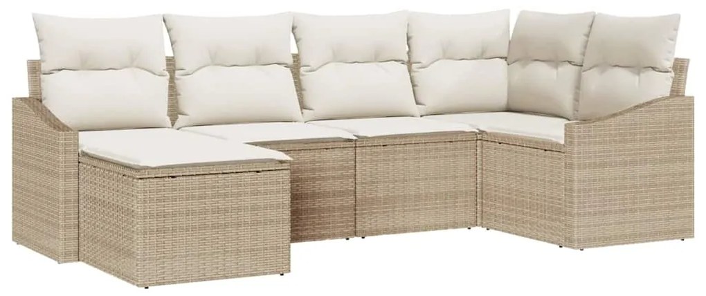 vidaXL Σετ Καναπέ Κήπου 6 pcs Μπεζ Πολυ ράταν
