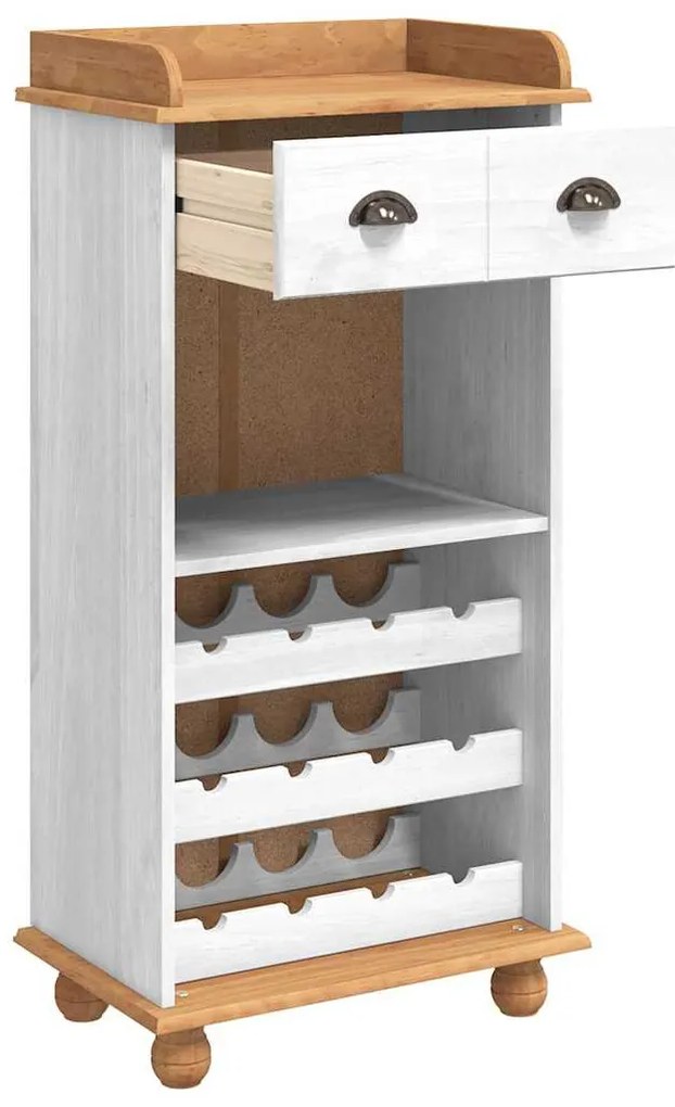 vidaXL Ντουλάπι κρασιού Λευκό 57 x 37 x 114 εκ. Μασίφ ξύλο πεύκου