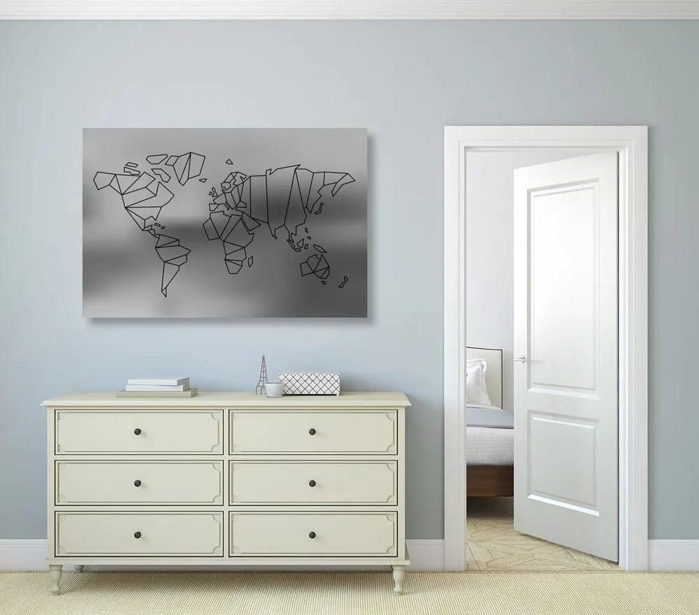 Εικόνα σε στυλιζαρισμένο παγκόσμιο χάρτη από φελλό σε ασπρόμαυρο - 120x80  transparent