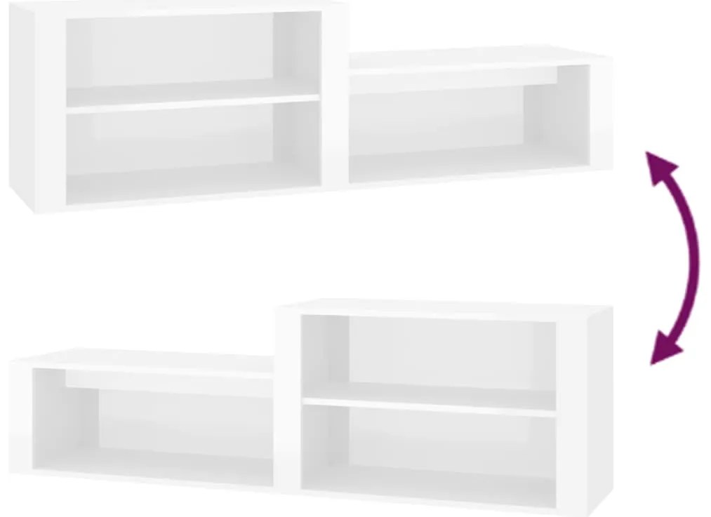 vidaXL Παπουτσοθήκη Γυαλιστερό Λευκό 150x35x45 εκ. Επεξεργασμένο Ξύλο