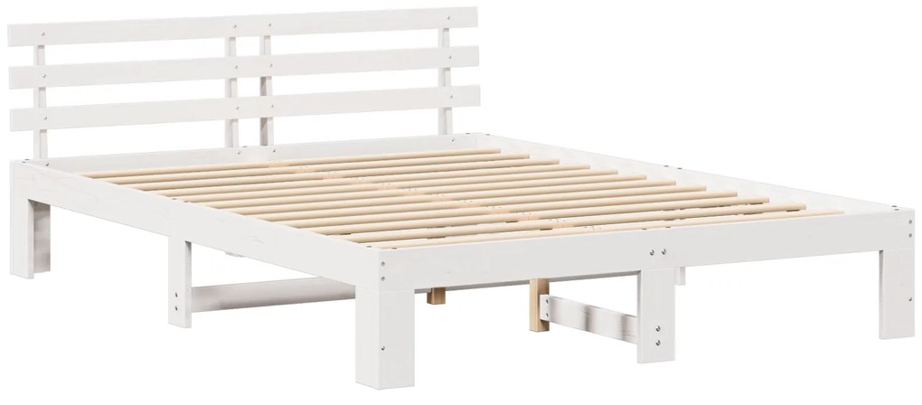 vidaXL Ξύλινο Κρεβάτι Λευκό Ξύλο 140 x 200 cm Ανθεκτικό