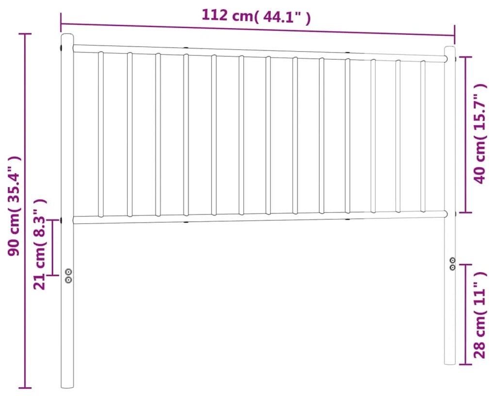 vidaXL Κεφαλάρι Λευκό 107 εκ. Μεταλλικό