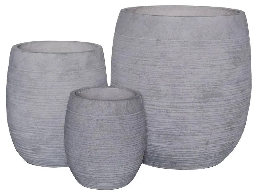 FLOWER POT-8  SET 3 ΤΕΜΑΧΙΩΝ, ΑΠΟΧΡΩΣΗ LIGHT GREY WASH