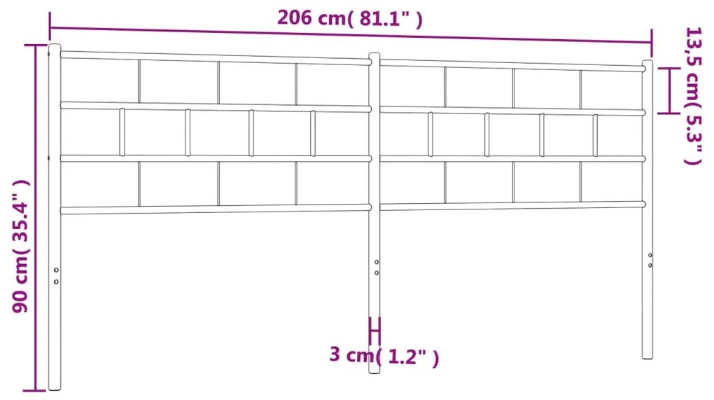 vidaXL Κεφαλάρι Μαύρο 200 εκ. Μεταλλικό