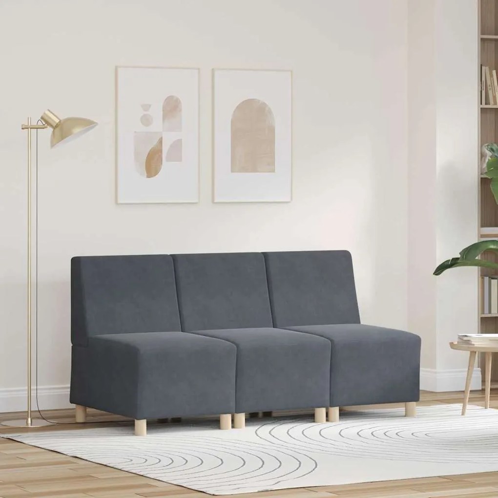 vidaXL Καναπέδες 3 pcs Σκούρο γκρι 55 x 74 x 82 εκ. Βελούδο