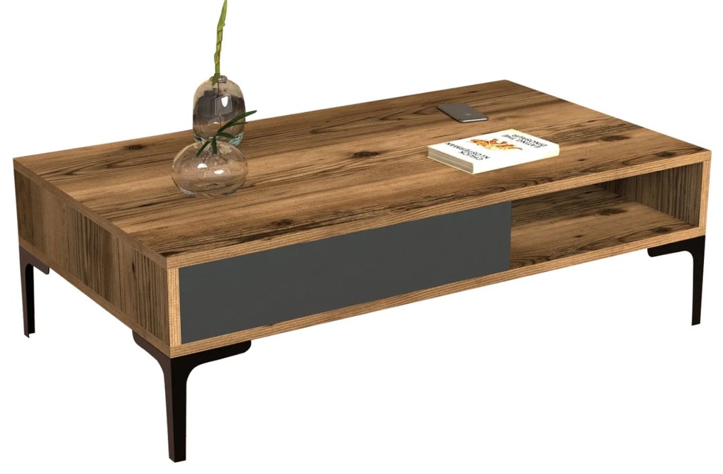 ΤΡΑΠΕΖΙ ΣΑΛΟΝΙΟΥ FB99503.02 ΜΕΛΑΜΙΝΗΣ ΚΑΡΥΔΙ-ΑΝΘΡΑΚΙ & ΜΕΤΑΛ. ΠΟΔΙΑ 105x60x32.6Υεκ. 0534794