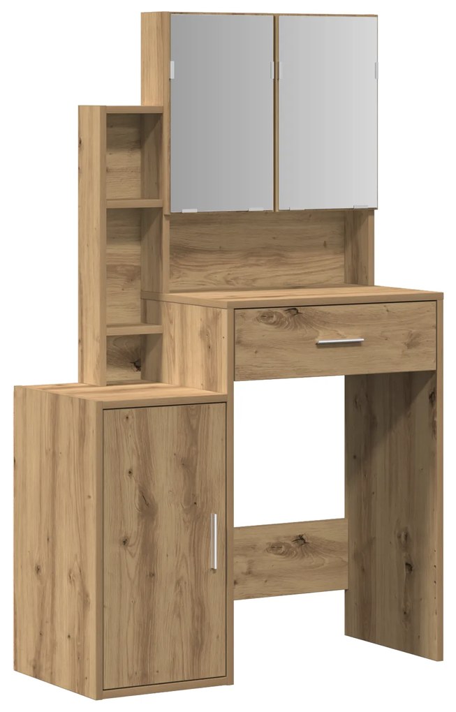 vidaXL Τουαλέτα με Καθρέφτη και LEDs Artisan Oak Επεξεργασμένο Ξύλο