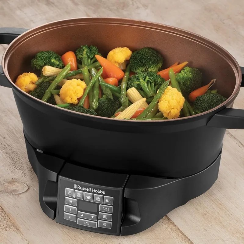 Russell Hobbs Good-to-Go Multicooker 28270-56, 750W, 6.5L, 8 προγράμματα, Χρονοδιακόπτης, Κρύες λαβές, 59% πιο ενεργειακά αποδοτικό, Εύκολο καθάρισμα, Μαύρο