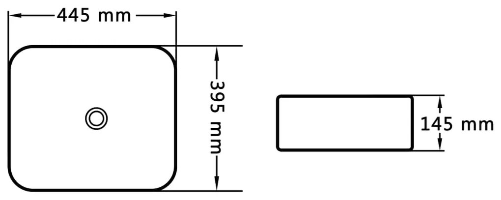 vidaXL Νιπτήρας Μαύρος 44,5 x 39,5 x 14,5 εκ. Κεραμικός