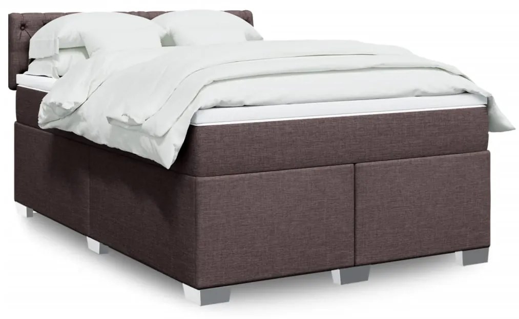 Κρεβάτι Boxspring με Στρώμα Σκούρο Καφέ 160x200 εκ Υφασμάτινο