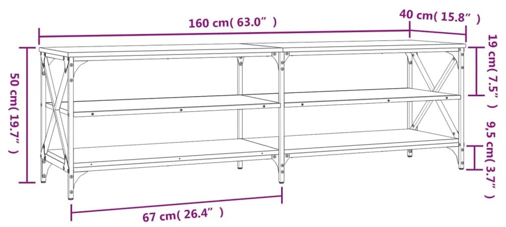 Έπιπλο Τηλεόρασης Καφέ Δρυς 160x40x50 εκ. Επεξεργασμένο Ξύλο - Καφέ