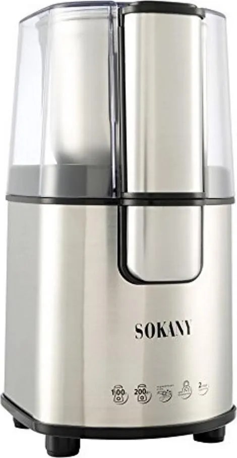 Sokany SM-3020S Ηλεκτρικός Μύλος Καφέ 200W με Χωρητικότητα 90gr Ασημί