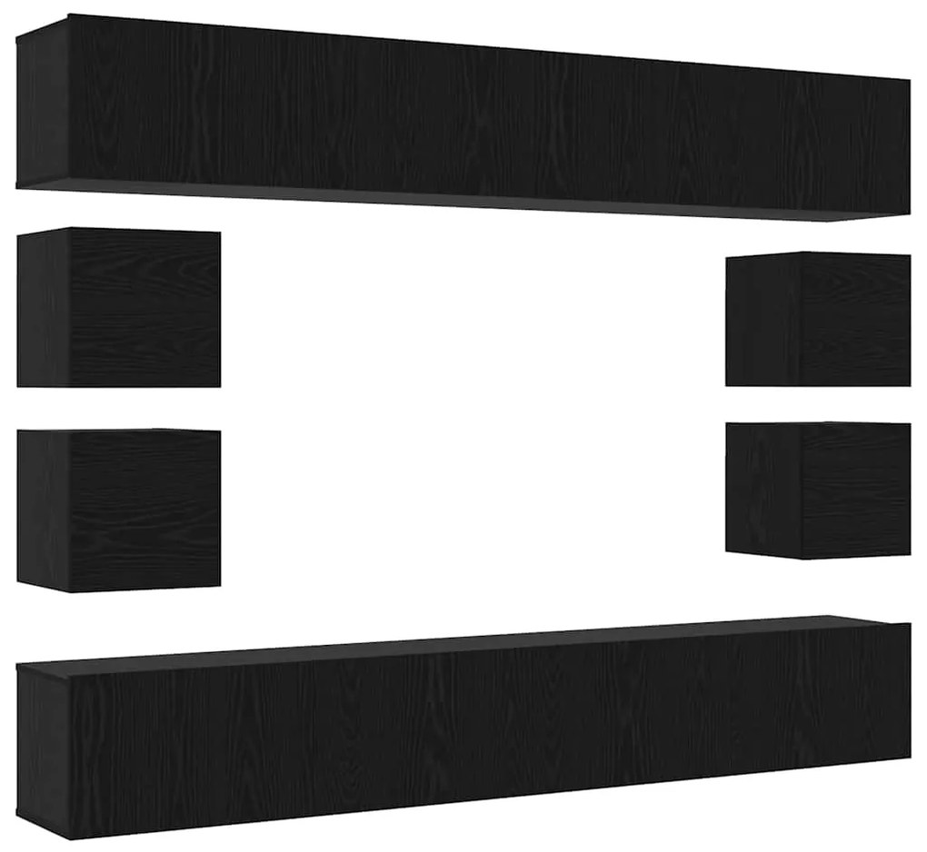 vidaXL Σετ επίπλου τηλεόρασης 8 pcs Μαύρη δρυς 100 x 30 x 30 cm