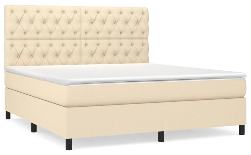 vidaXL Κρεβάτι Boxspring με Στρώμα Κρεμ 160x200 εκ. Υφασμάτινο