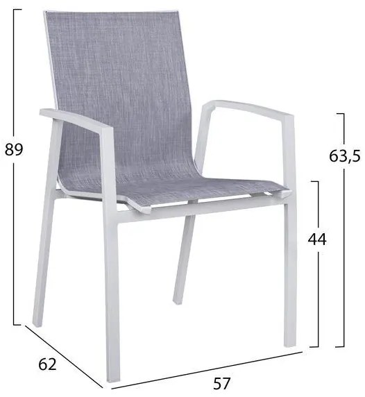 Σετ Κήπου Τραπεζαρία HM10597.01 3 τεμ Αλουμινίου Λευκό με Τραπέζι 80x80x75 εκ. & 2 Καρέκλες