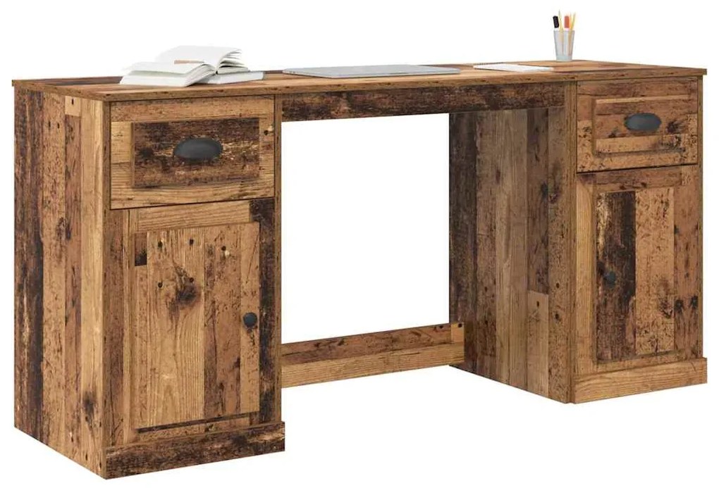 vidaXL Γραφείο με Ντουλάπι με συρτάρι Παλιό Ξύλο 154,5 x 50 x 75 εκ