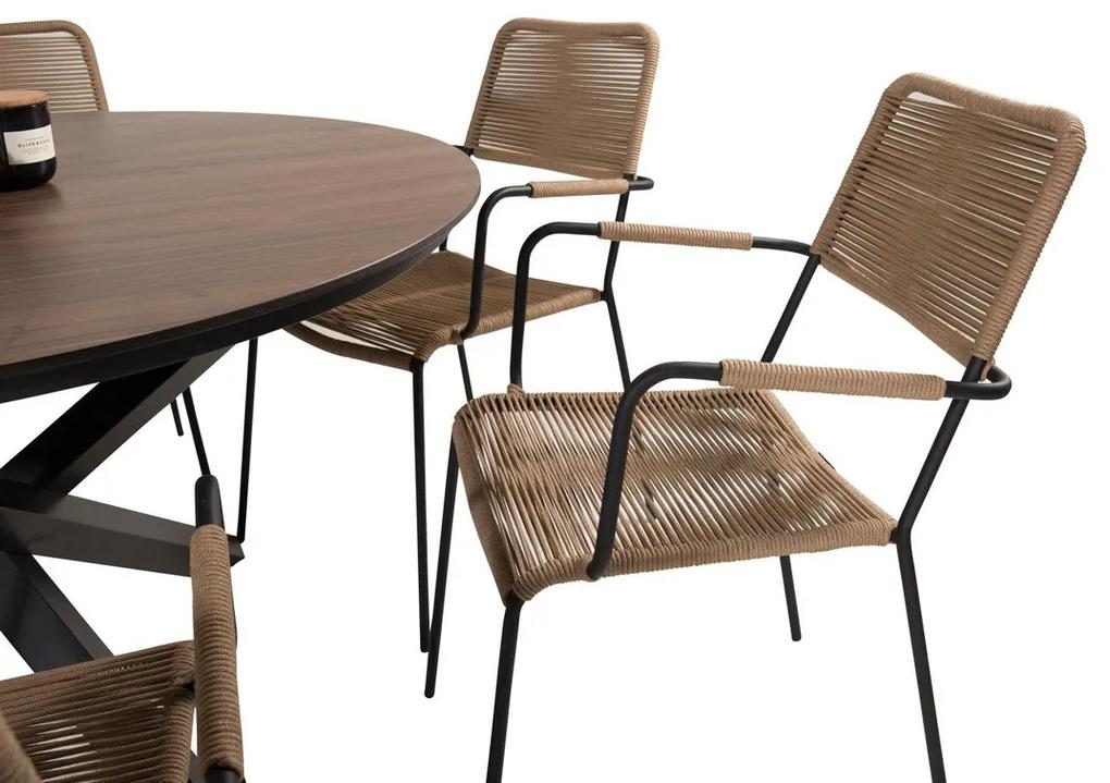 Σετ Τραπέζι και καρέκλες Dallas 3607, HPL, Σχοινί, Μέταλλο | Epipla1.gr