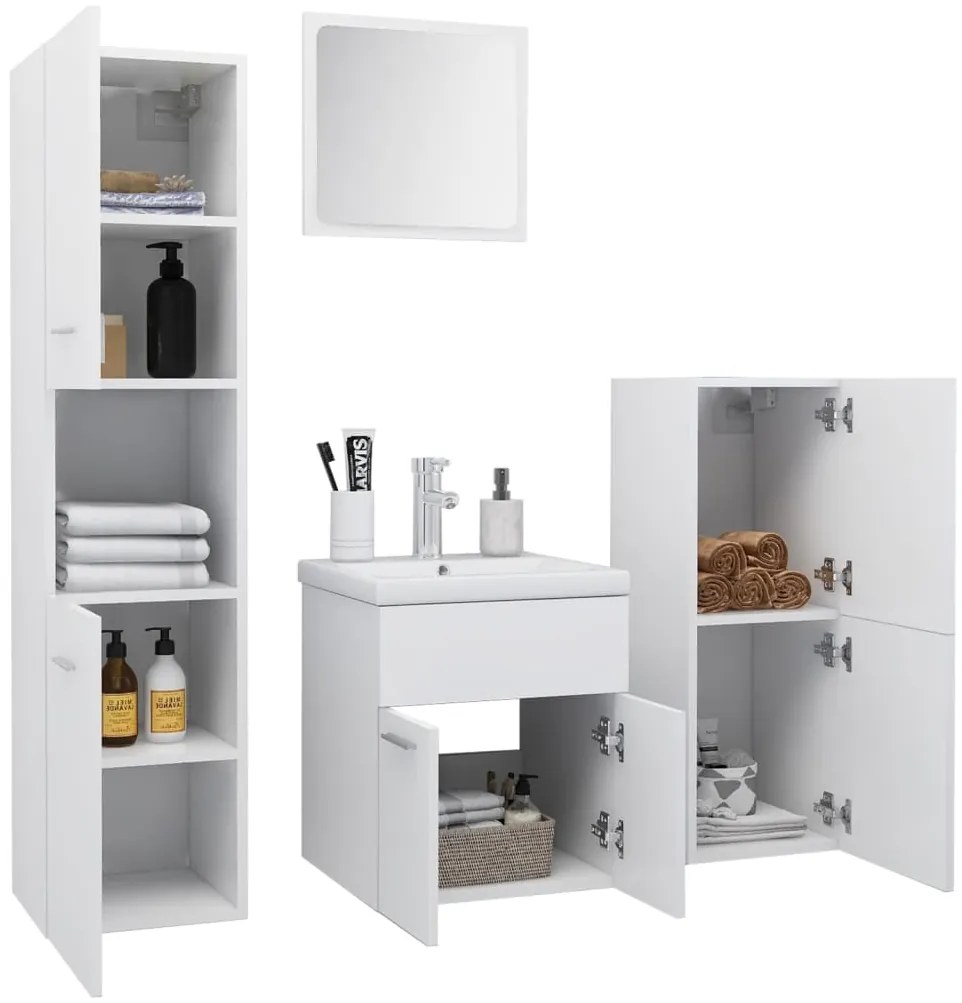 vidaXL Σετ Επίπλων Μπάνιου Λευκό από Μοριοσανίδα