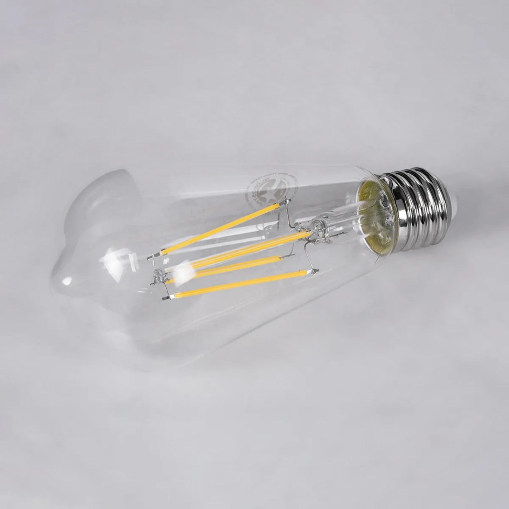 GloboStar 99056 Λάμπα LED Long Filament E27 ST64 Αχλάδι 10W 1100lm 360° AC 220-240V IP20 Φ6.4 x Υ14cm Φυσικό Λευκό 4000K με Διάφανο Γυαλί - Dimmable - 3 Years Warranty - 99056