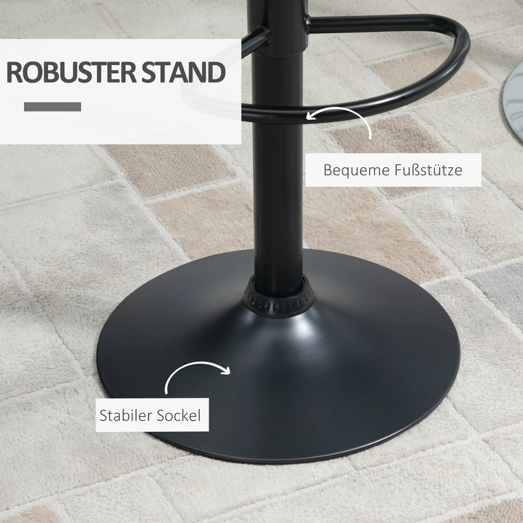 HOMCOM Σετ 2 σκαμπό μπαρ ρετρό σχεδίασης 47 cm x 51,5 cm x 89-109 cm Μαύρο