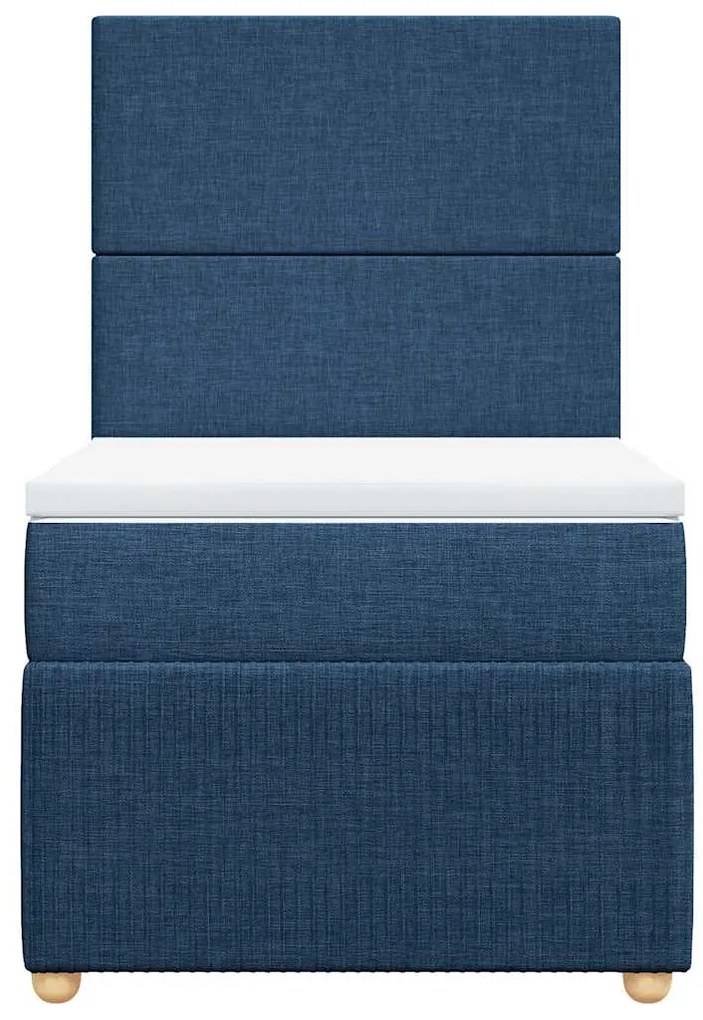 vidaXL Κρεβάτι Boxspring με Στρώμα Μπλε 90x190 εκ.Υφασμάτινο