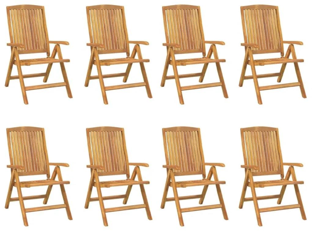 Καρέκλες Κήπου Ανακλινόμενες 8 τεμ. από Μασίφ Ξύλο Teak - Καφέ