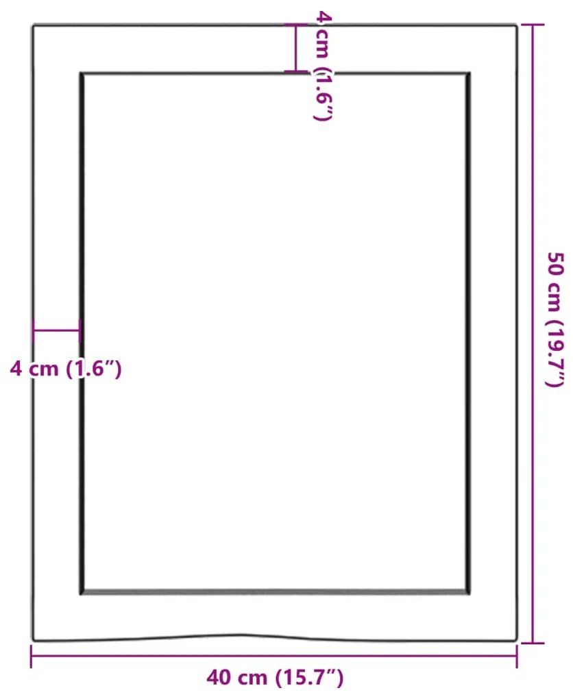 Πάγκος Μπάνιου 40x50x(2-6) εκ. από Ακατέργαστο Μασίφ Ξύλο - Καφέ