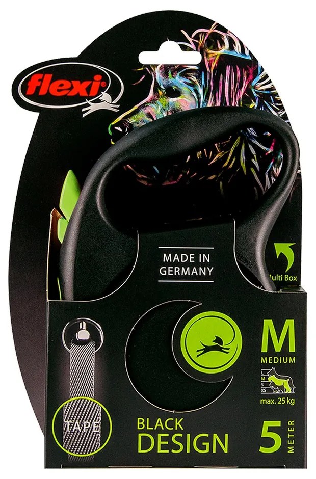 Λουρί Σκύλου Flexi BLACK DESIGN 5 m Μέγεθος S Πράσινο